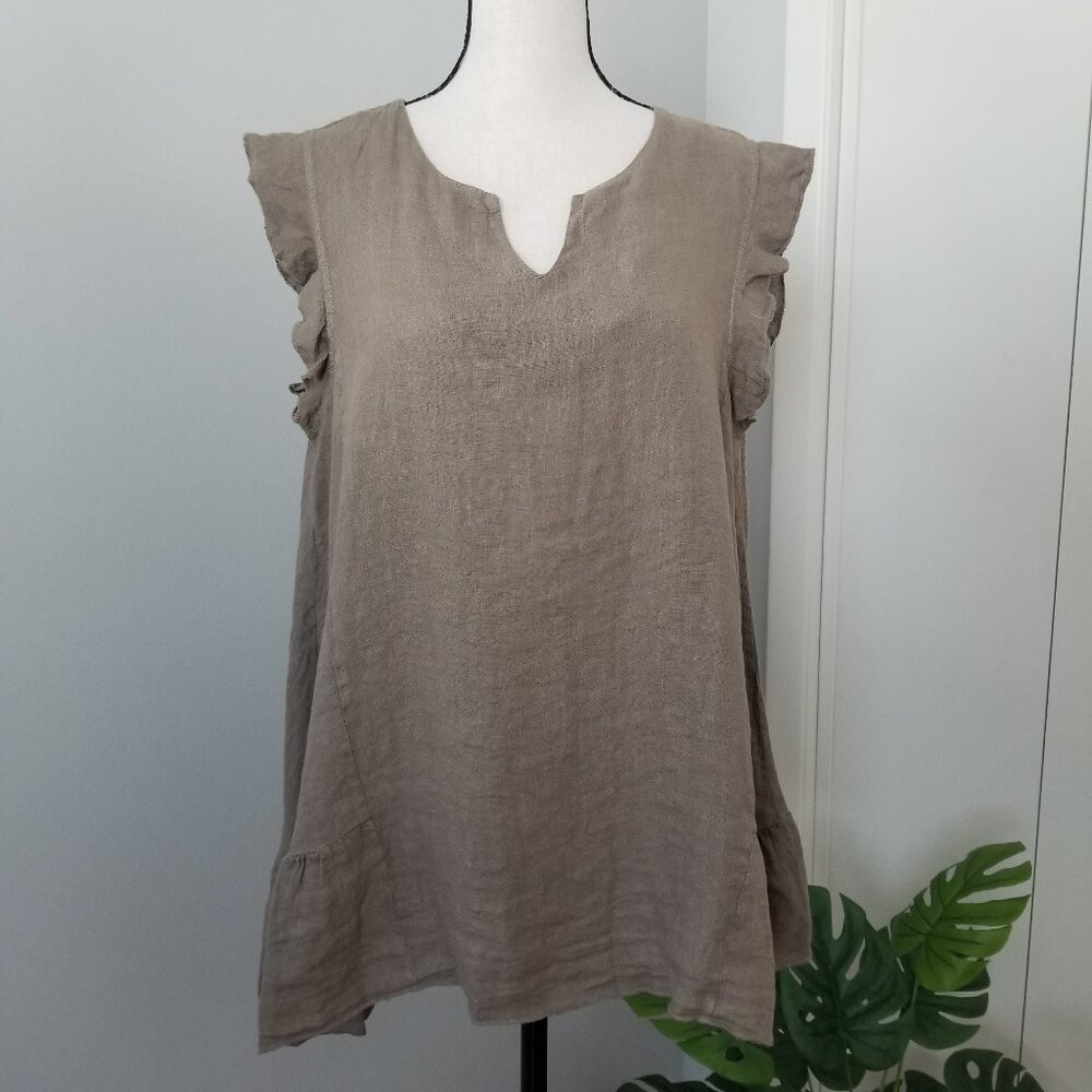 Liabella olive green linen tunic L